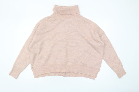 Topshop Women's Pink Roll Neck Pullover Jumper Size 8