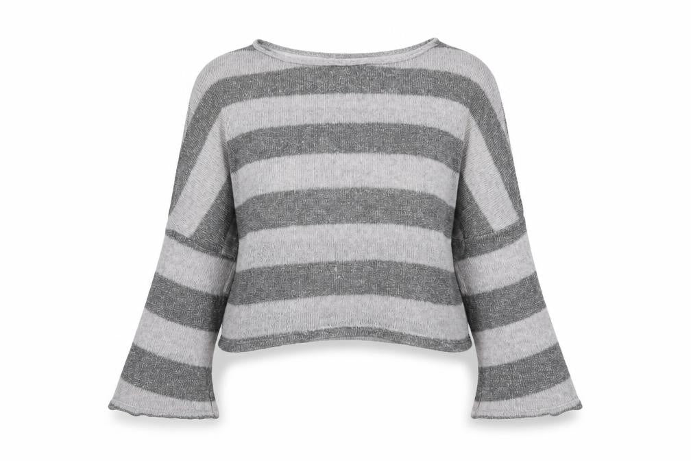 Romeo & Juliet Couture Womens Grey Striped Pullover Jumper L