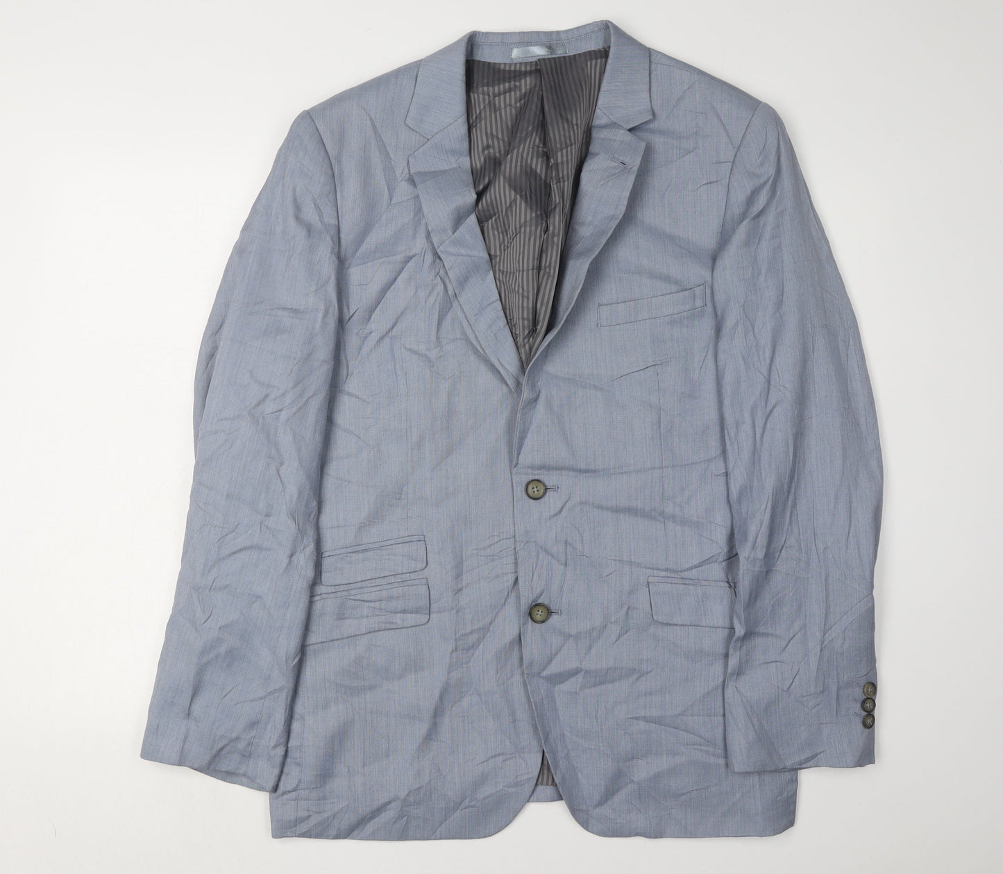 Greenwoods Men's Slim Fit Blue Blazer, Size 44R