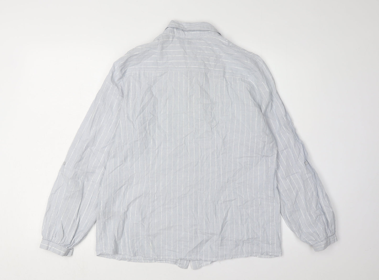 Debenhams Women's White Striped Button-Up Shirt Size 14