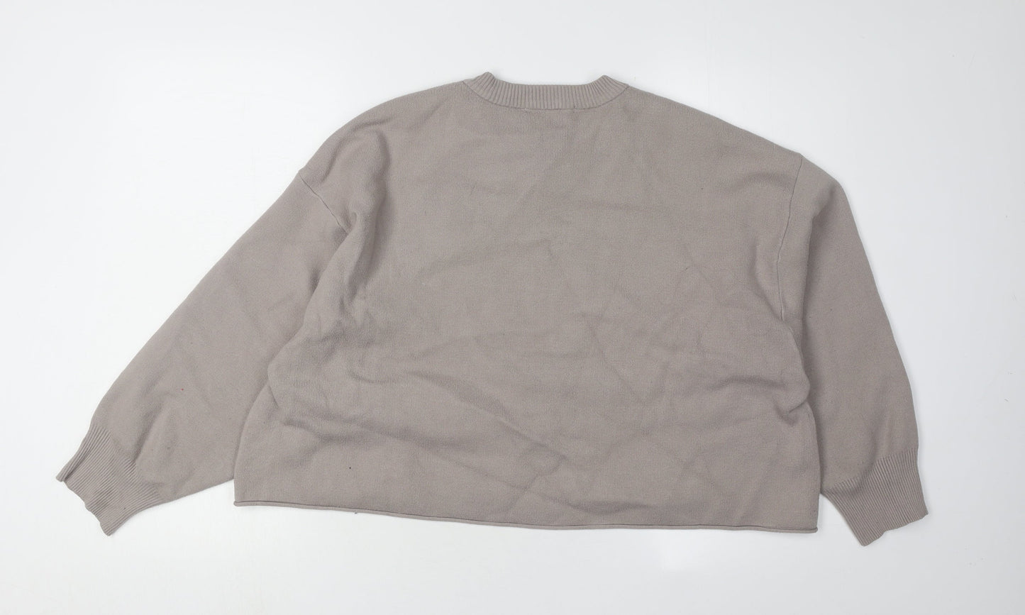 Zara Women's Beige Crew Neck Jumper Size L