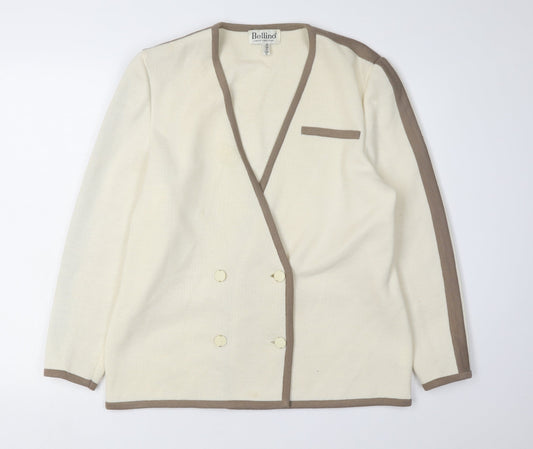 Bellino Women's Ivory V-Neck Cardigan Size 12