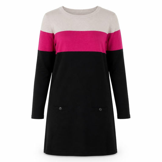 BHS Women's Black Colourblock Knit Dress Size 12