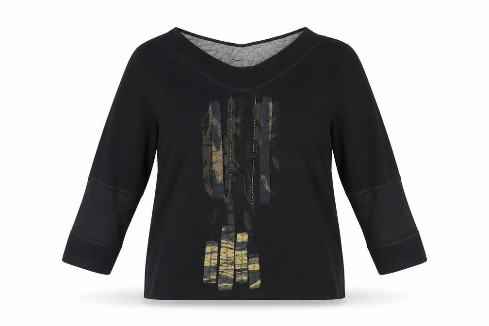 Doris Streich Women's Black V-Neck Top Size 18