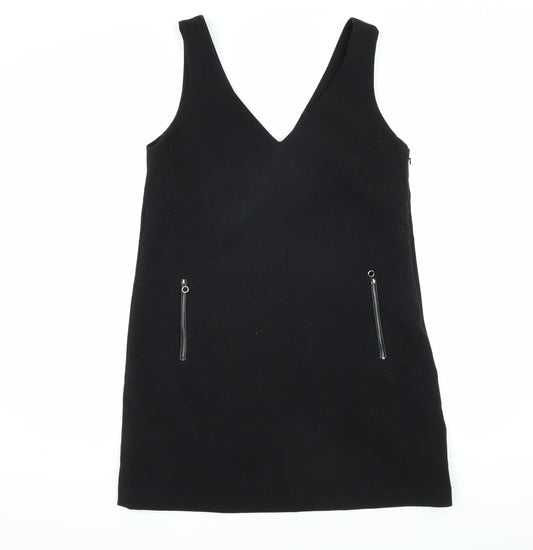 EDC Women's Black Pinafore Dress Size 10 with Zip Accents