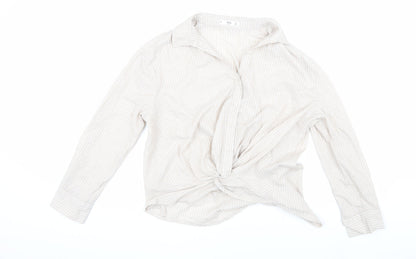 Mango Casual Women's Beige Button-Up Shirt, Size 4
