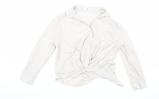 MNG Casual Women's Beige Button-Up Shirt, Size 4
