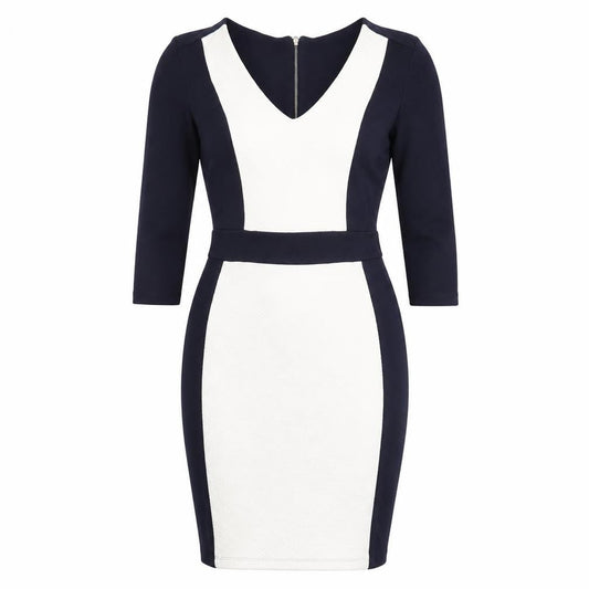 French Connection Women’s Black White Bodycon Dress Size 12