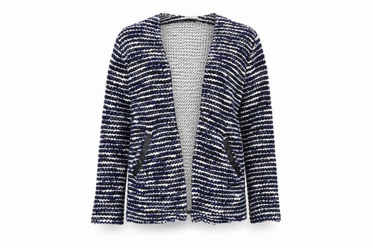 Front view of ASOS Women's Blue Striped Cardigan, size 6