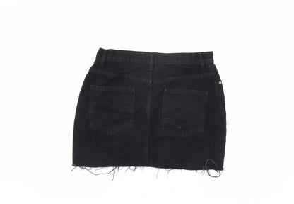 Additional front view of ASOS Women's Black Cotton Short Skirt, size 12