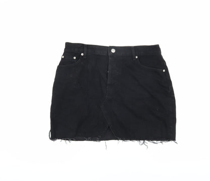 Back view of ASOS Women's Black Cotton Short Skirt, size 12
