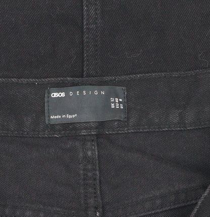 Close-up detail of ASOS Women's Black Cotton Short Skirt, size 12