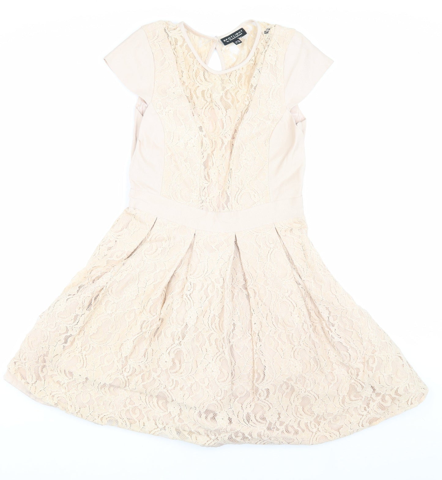 Warehouse Women Beige Short Sleeve Party Dress