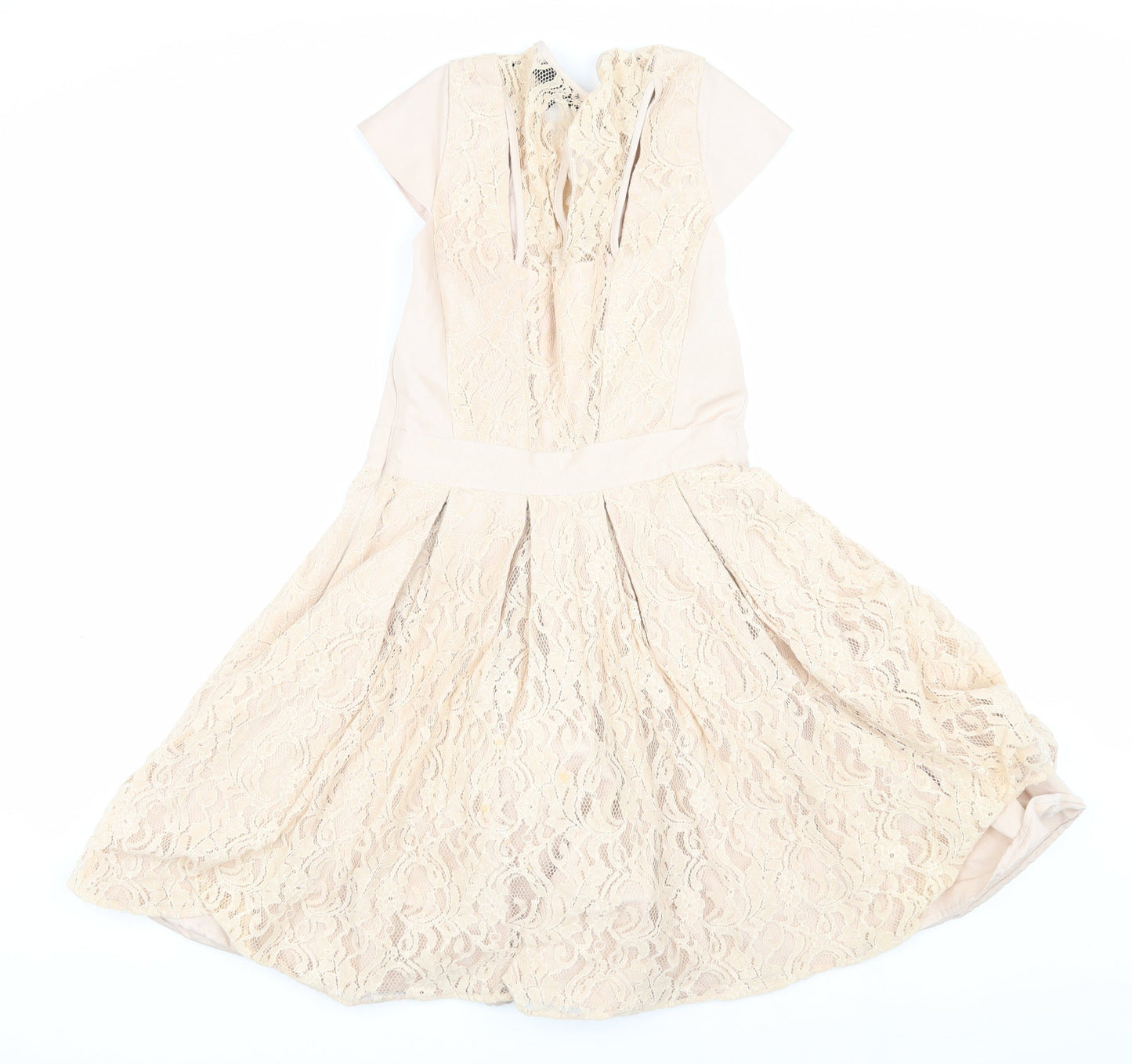 Warehouse Women Beige Short Sleeve Party Dress