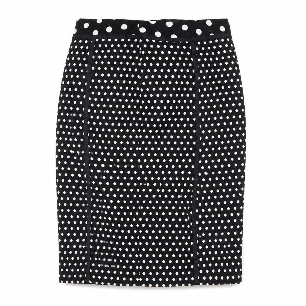 Laura Ashley Women's Black Polka Dot Pencil Skirt