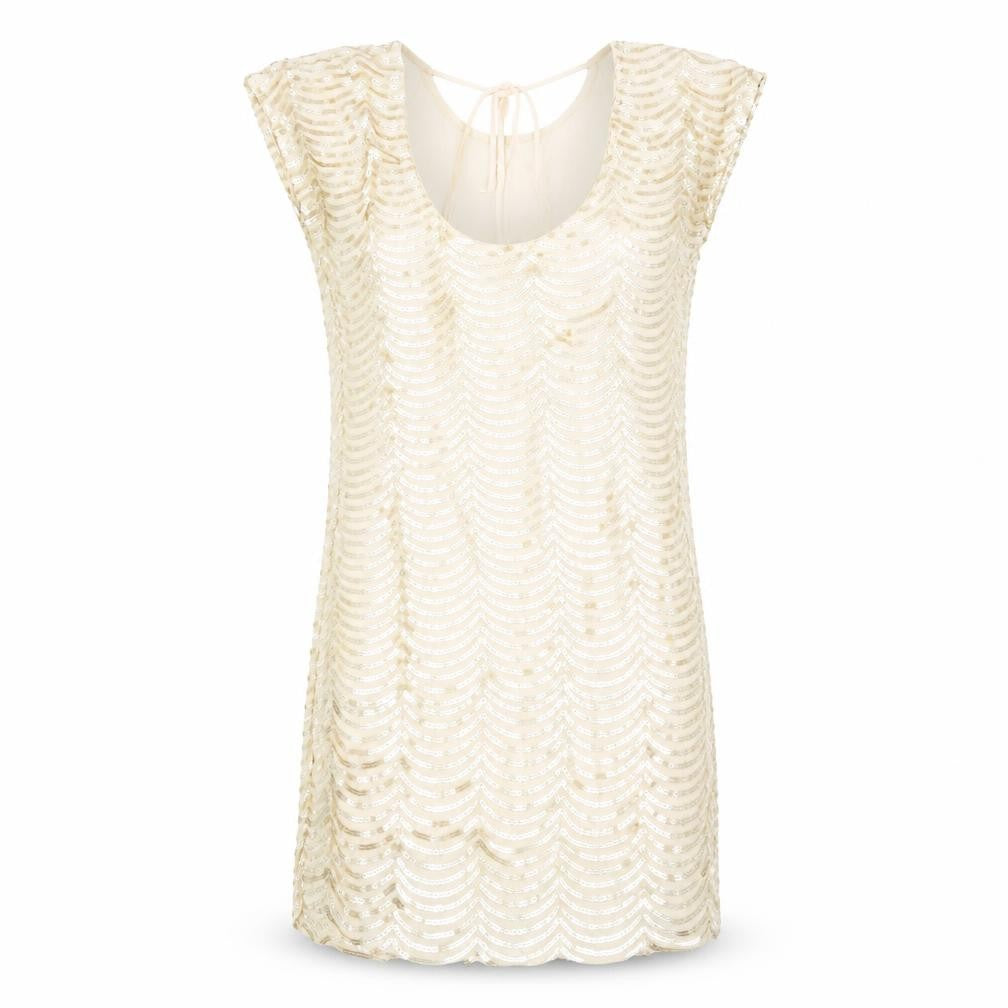 ASOS Women's Beige Sequin Short Sleeve Dress