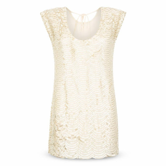 ASOS Women's Beige Sequin Short Sleeve Dress