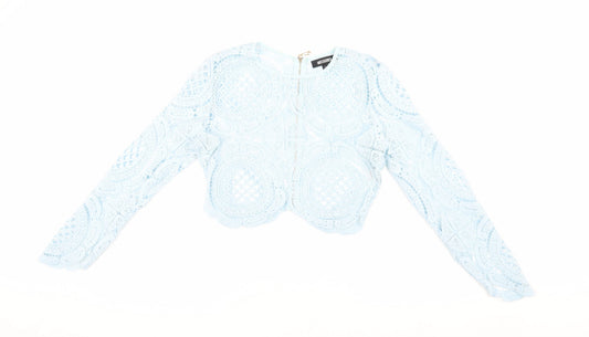 Missguided Women’s Blue Lace Cropped Blouse, Size 10