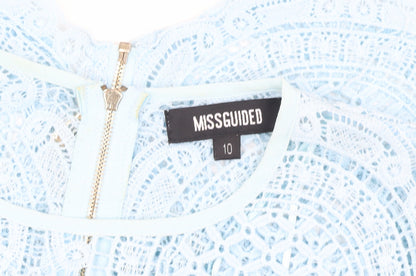 Close-up detail of Missguided Women’s Blue Lace Cropped Blouse, size UK 10