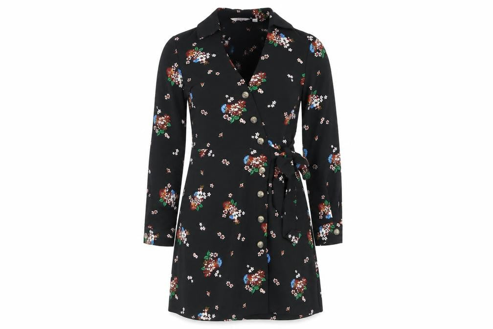 Miss Selfridge Women’s Black Floral Wrap Dress Size 10