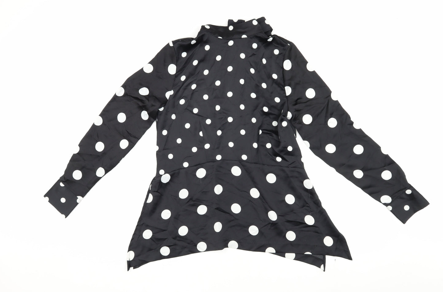H&M Women’s Black Polka Dot Blouse Size 8 High Neck