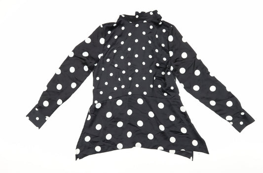 H&M Women’s Black Polka Dot Blouse Size 8 High Neck