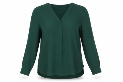 Warehouse Green Blouse Women's V-Neck Size 8