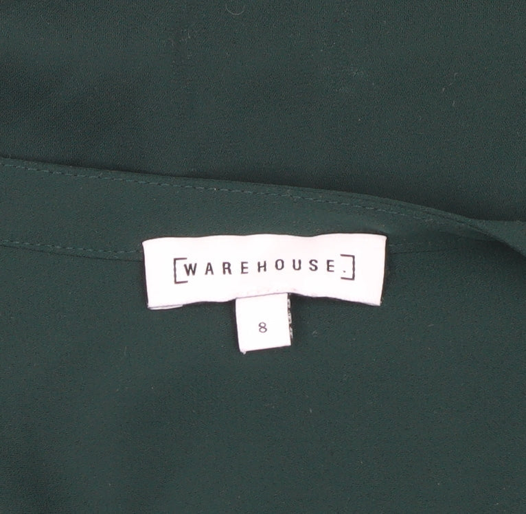 Warehouse Green Blouse Women's V-Neck Size 8