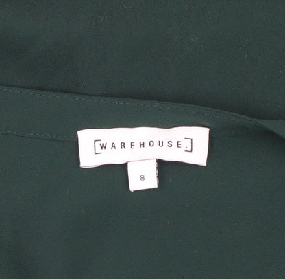 Warehouse Green Blouse Women's V-Neck Size 8