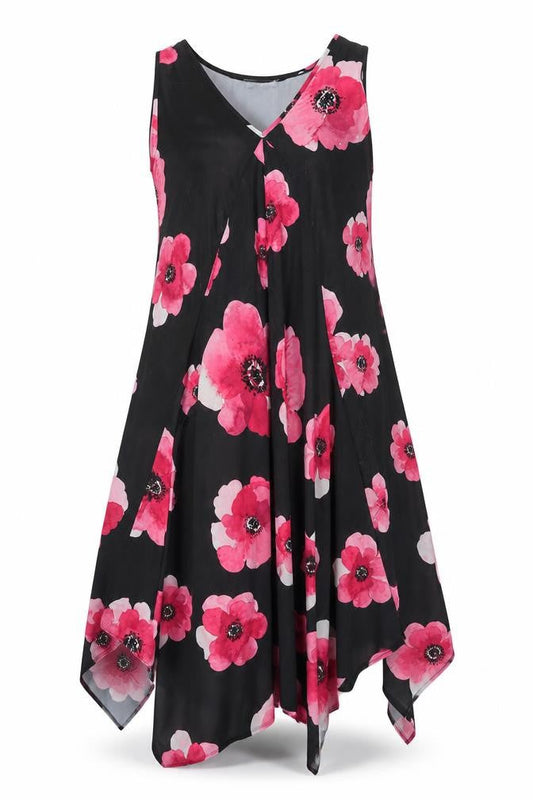 RJR.John Rocha Women's Black Floral Midi Dress, Size 14