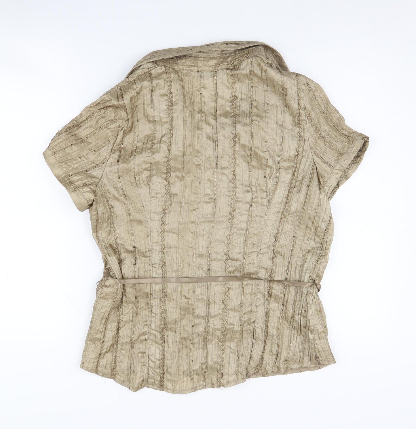 J.Taylor Women's Beige Button-Up Blouse Size 16