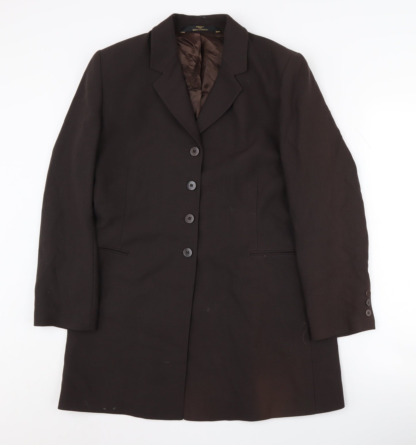 Marks & Spencer Women's Brown Wool Suit Jacket Size 14