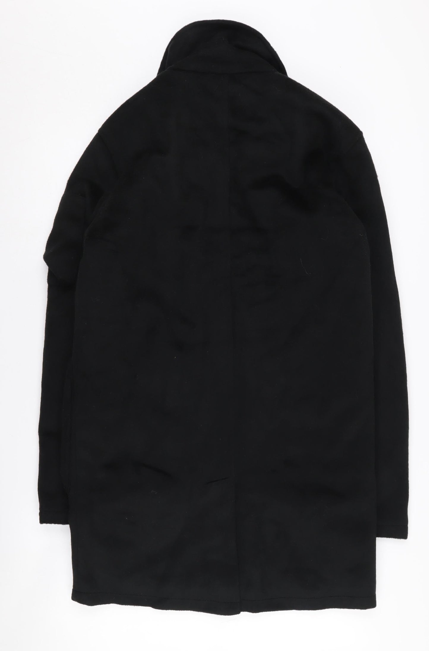 boohooMAN Men's Black Long Coat XS Casual Zip