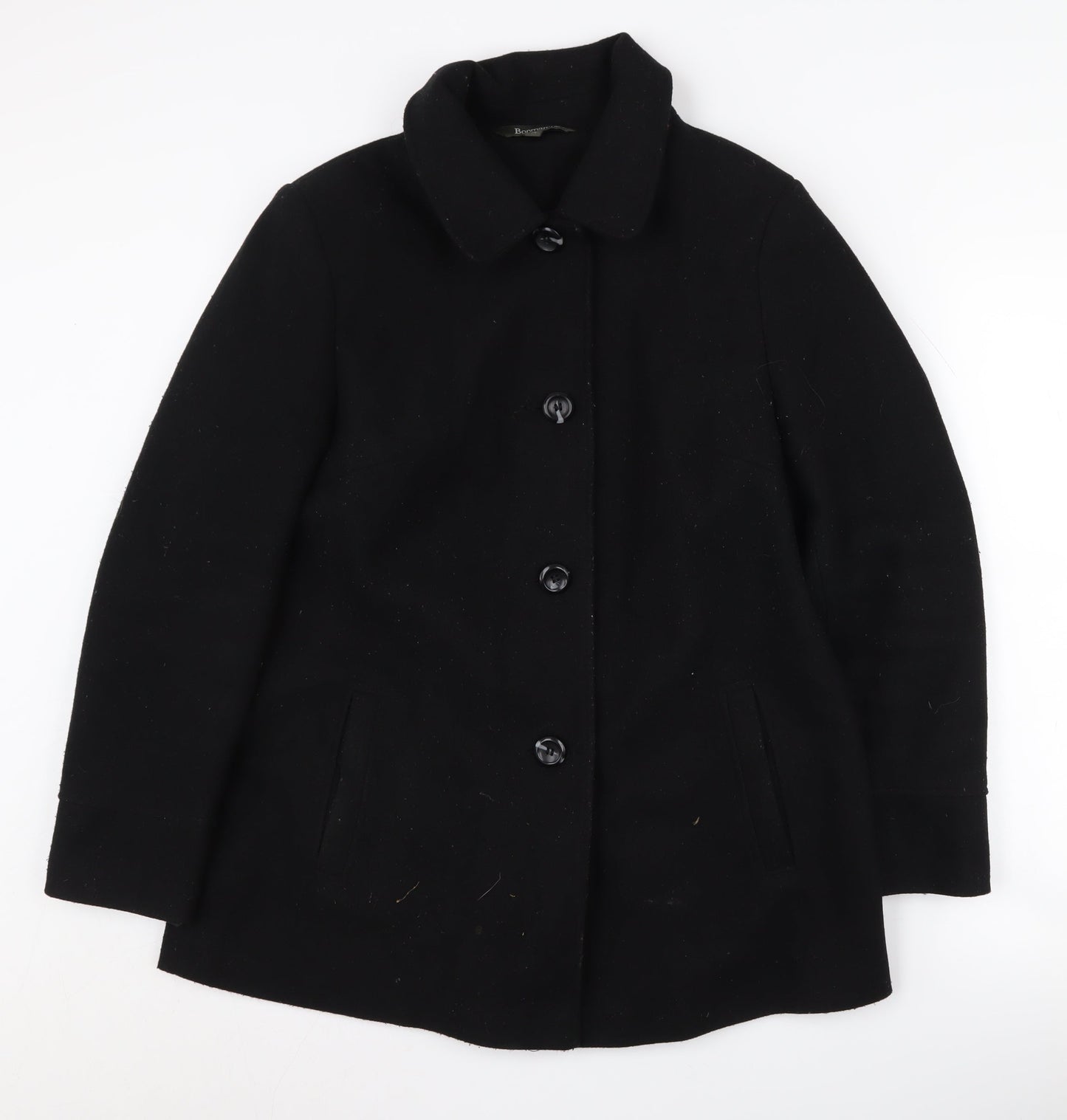 Bonmarché Women's Black Mid-Length Overcoat Size 14