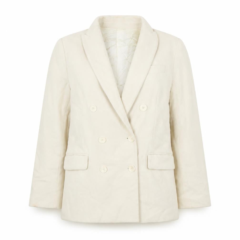 Zara Women's Ivory Blazer S Double-Breasted Formal