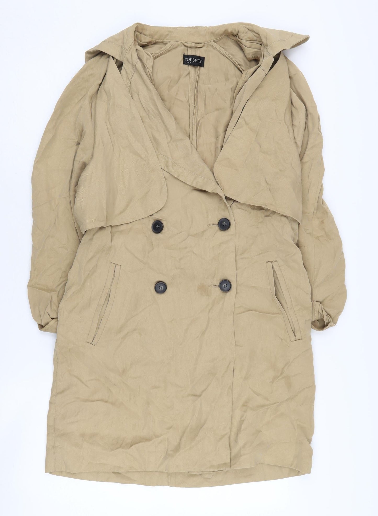 Topshop Women's Beige Trench Coat, Size 8, Belted Elegant