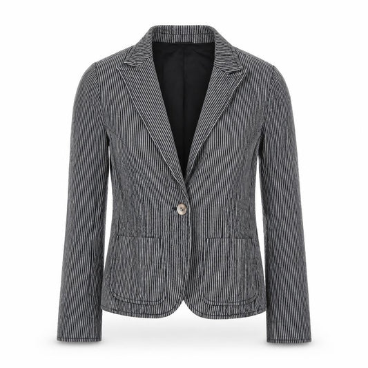 East Women's Black Pinstripe Blazer Size 8