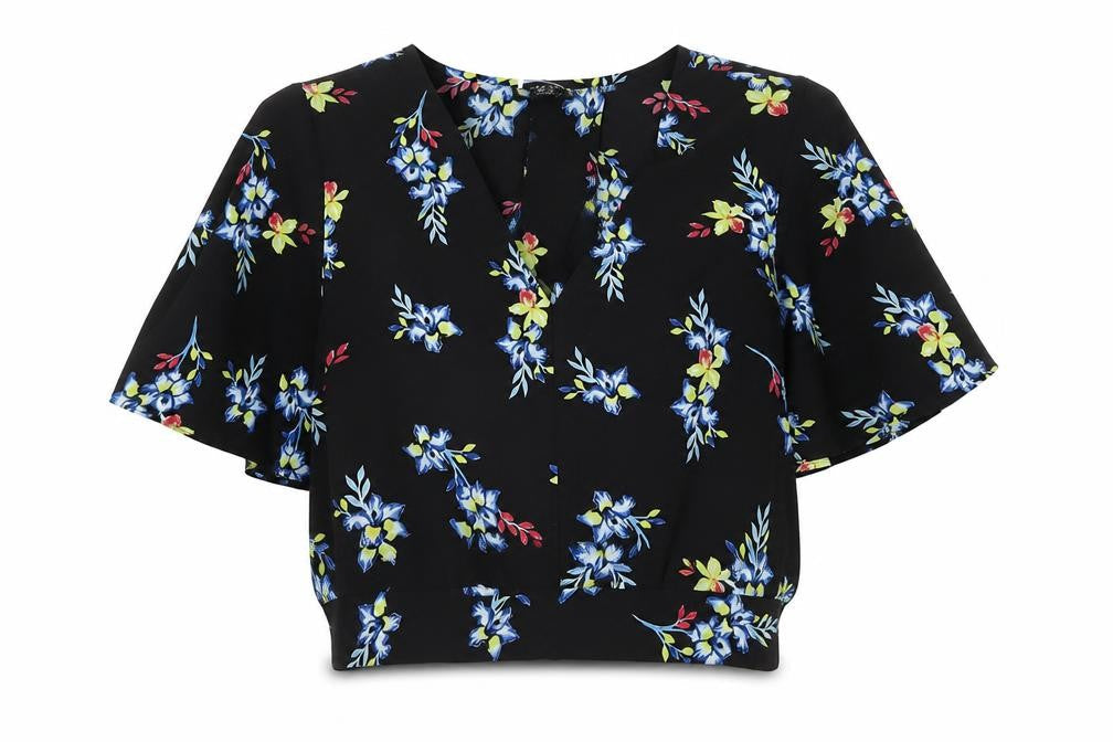 New Look Women's Black Floral Blouse, Size 10