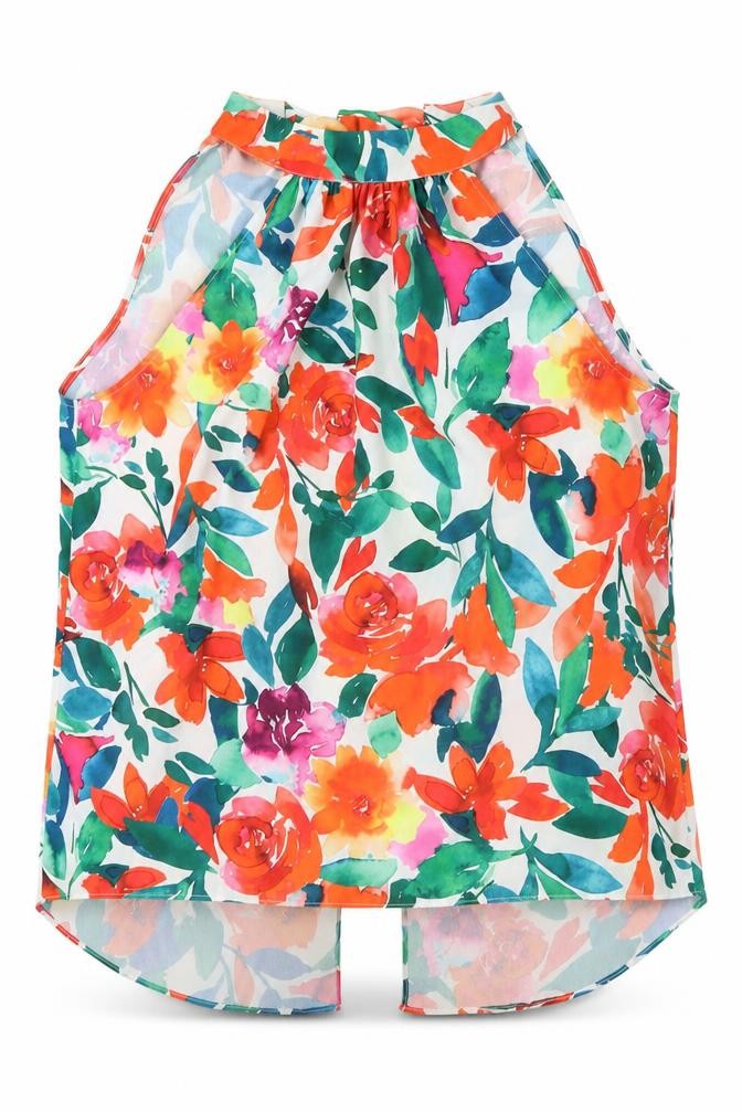 Roman Women's Floral Halter Sleeveless Blouse