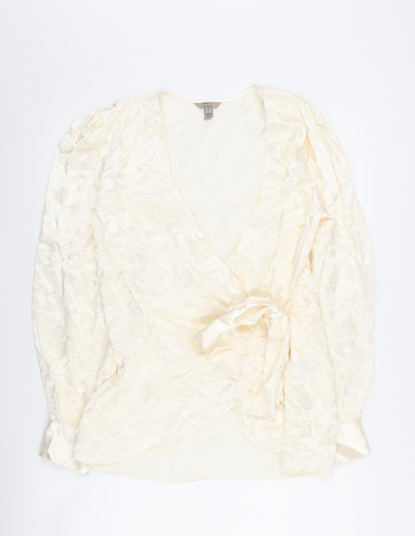 River Island Women's Ivory Wrap Blouse Size 10