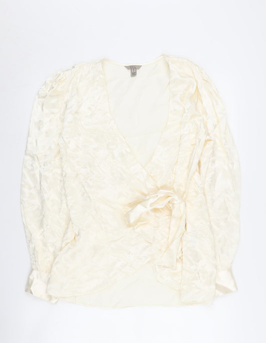 River Island Women's Ivory Wrap Blouse Size 10