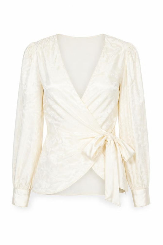 River Island Women's Ivory Wrap Blouse Size 10