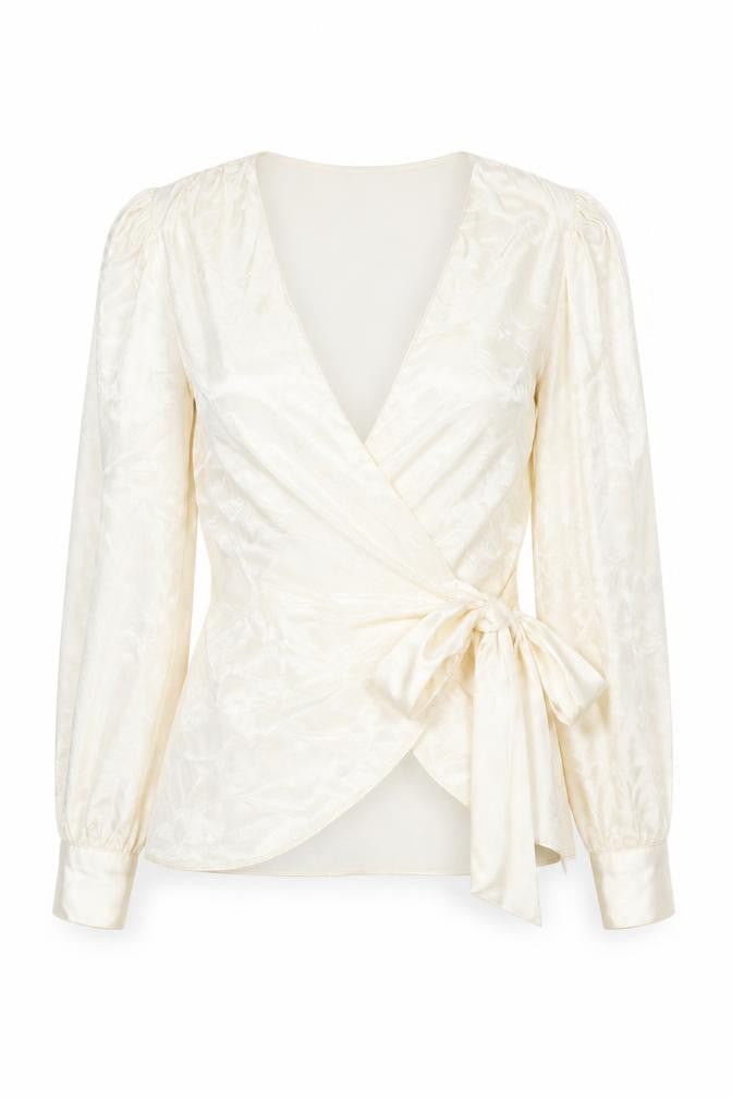 River Island Women's Ivory Wrap Blouse Size 10