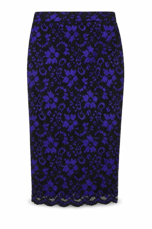 Miss Selfridge Women's Lace Skirt, Black & Purple, Size 10