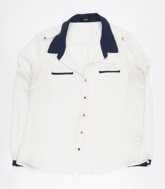 Oasis Women's White Button-Up Shirt Size 14