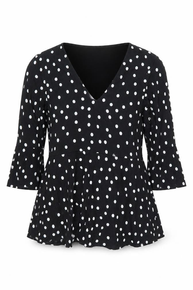 ASOS Women's Black Polka Dot V-Neck Top UK 8