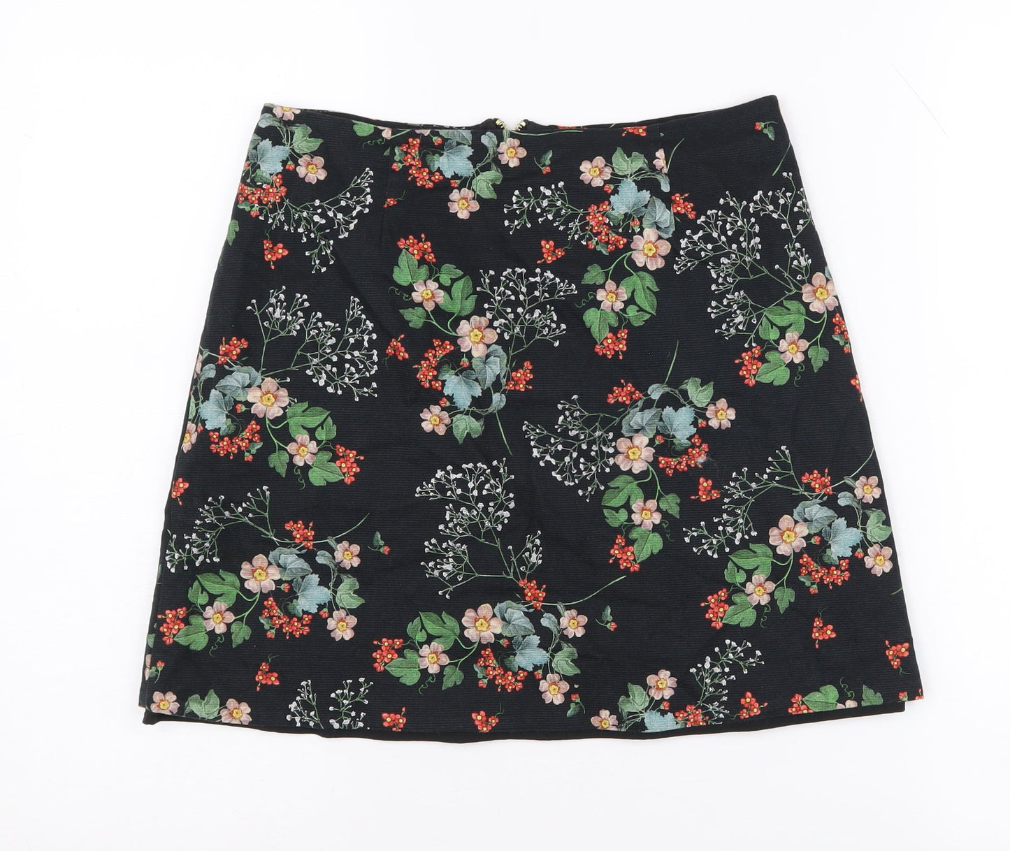 River Island Women's Black Floral Zip Skirt Size 8