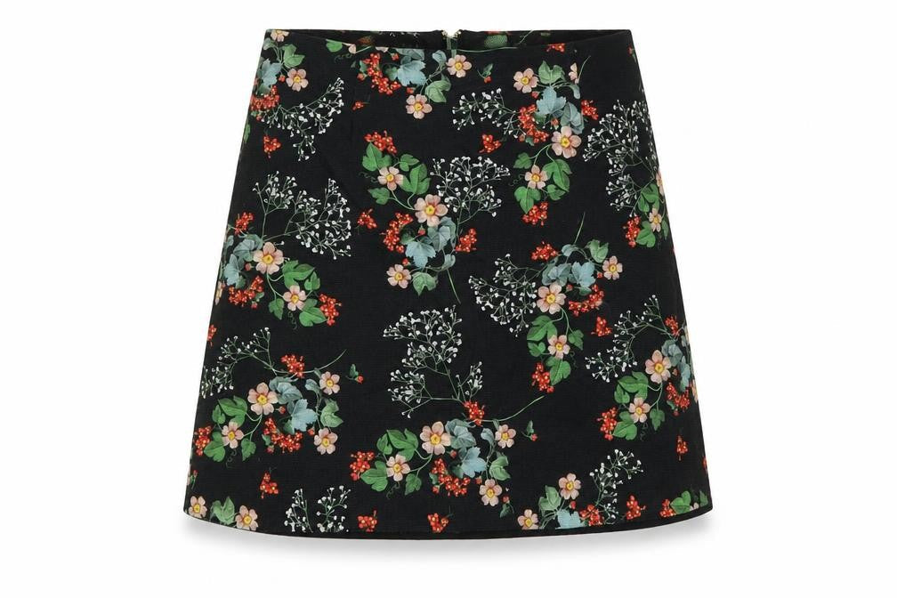 River Island Women's Black Floral Zip Skirt Size 8