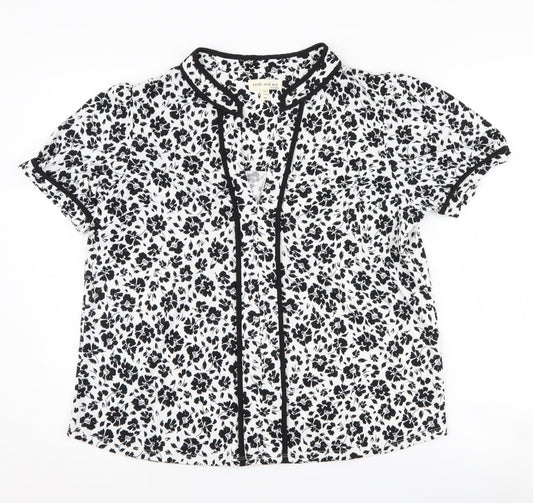 Preloved Faith and Joy Women's Black Floral Blouse, Size M - Front