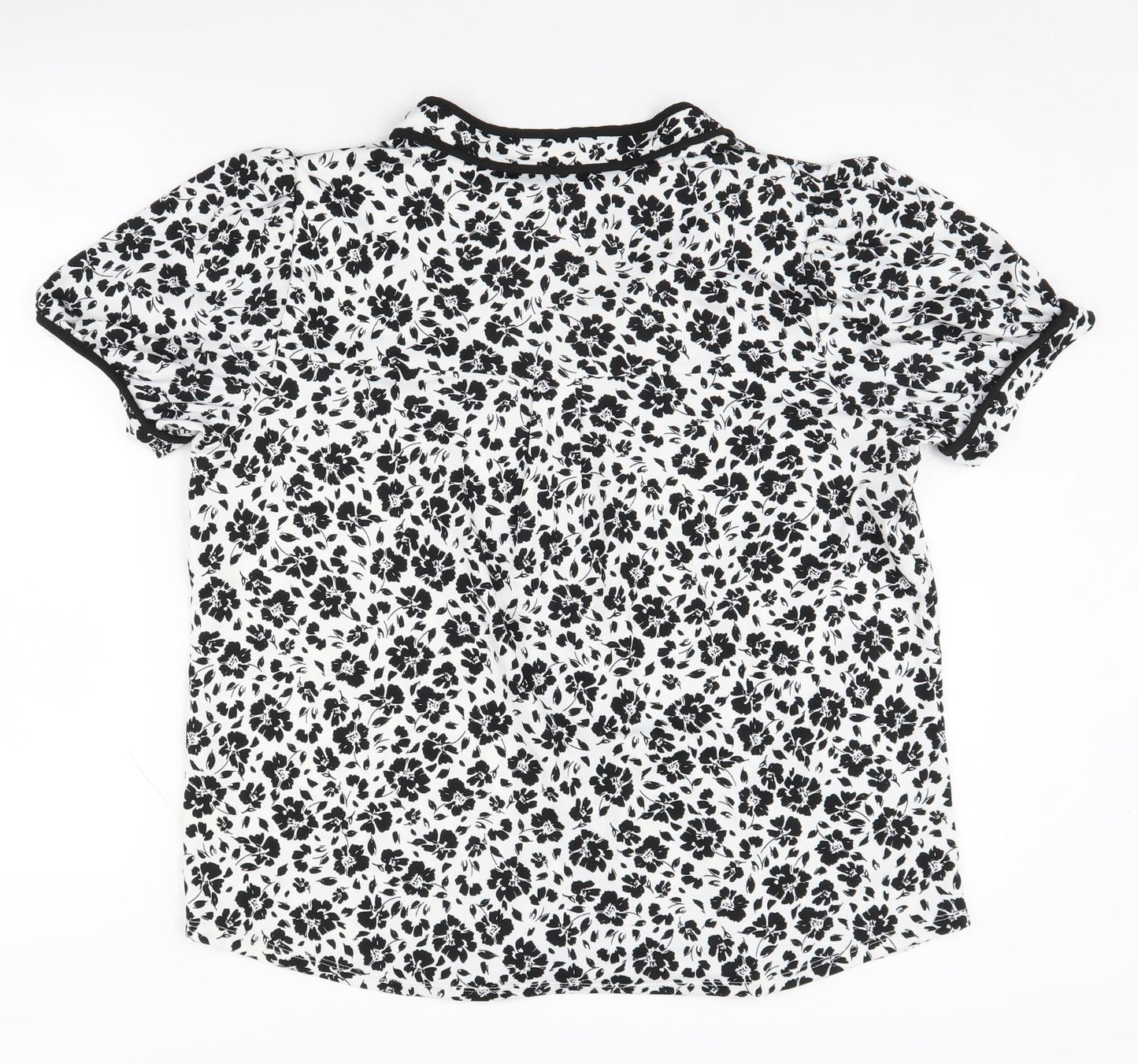 Faith and Joy Women's Black Floral Blouse, Size M
